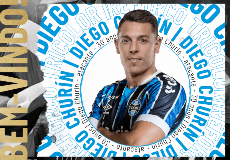 Grêmio oficializa a contratação de atacante argentino Diego Churín
