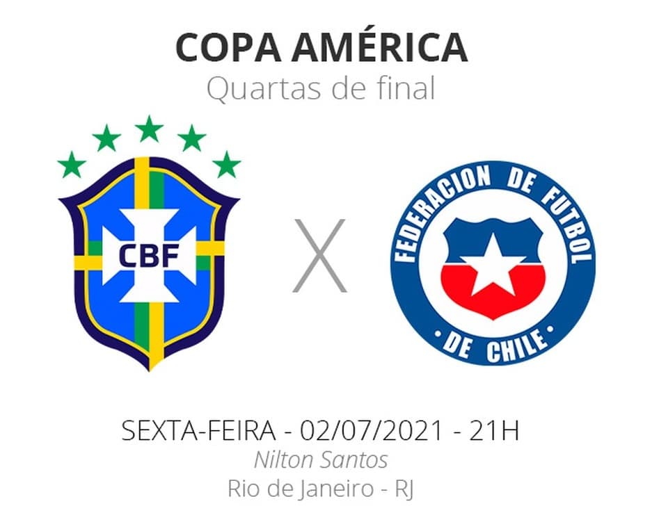 Hoje tem jogo do Brasil x Chile às 21h, jogo copa america 