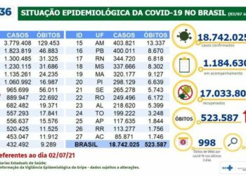 Boletim - Divulgação/Ministério da Saúde