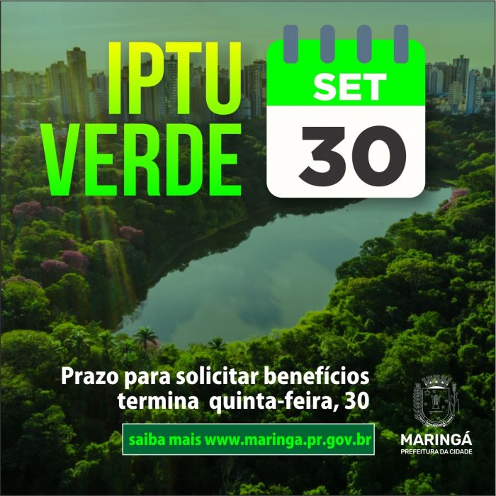 Inscrições para IPTU Verde encerram na quinta-feira (30)