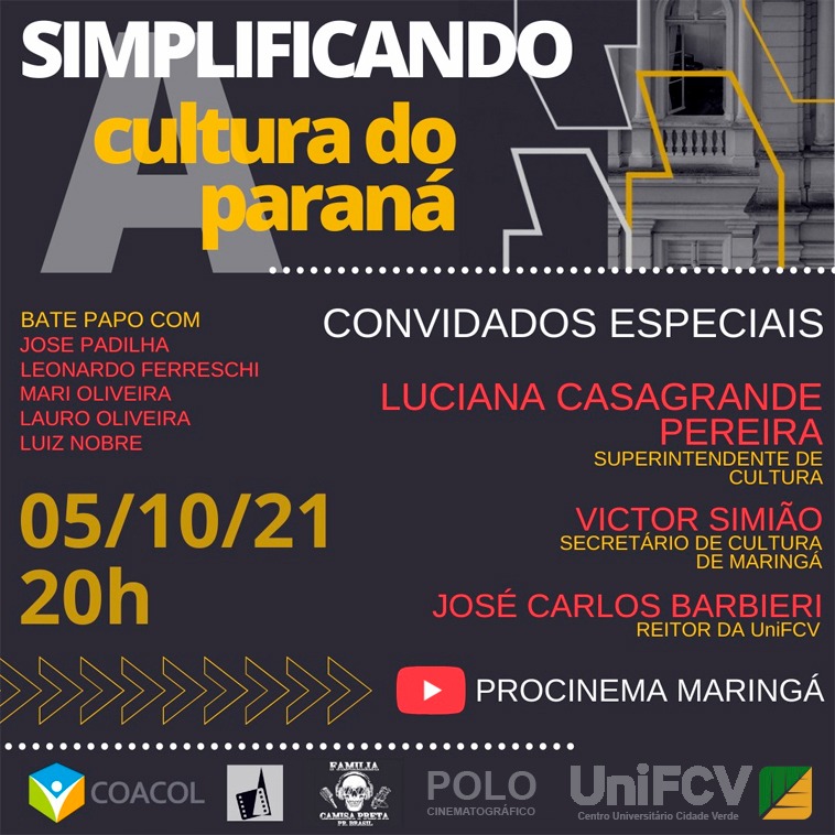 Procinema Maringá realiza o bate-papo "Simplificando a cultura do Paraná" nesta terça-feira