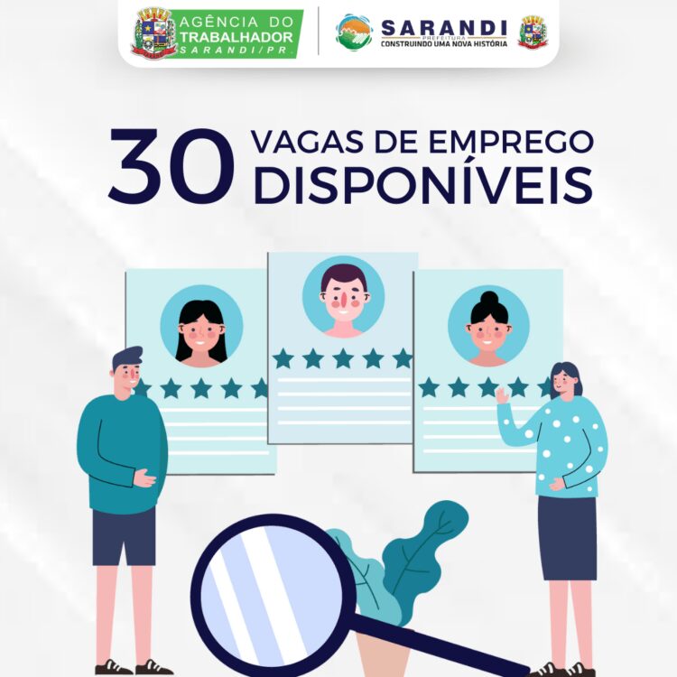 A Agência do Trabalhador de Sarandi está com 30 vagas de emprego para Vendedor Externo