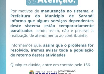 Comunicado manutenção no sistema