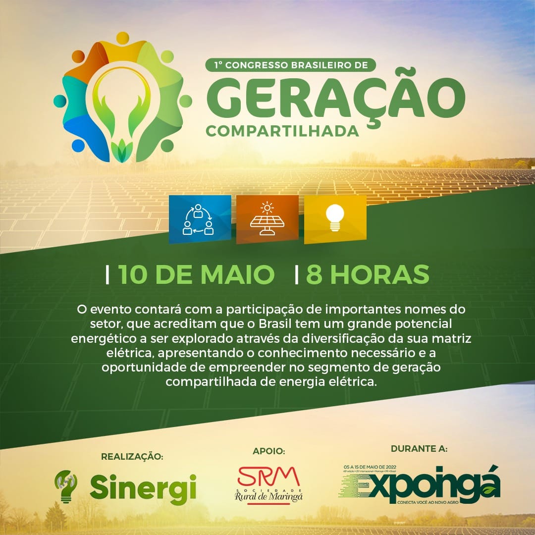 Expoingá sediará 1º Congresso Brasileiro de Geração Compartilhada nesta terça-feira (10)