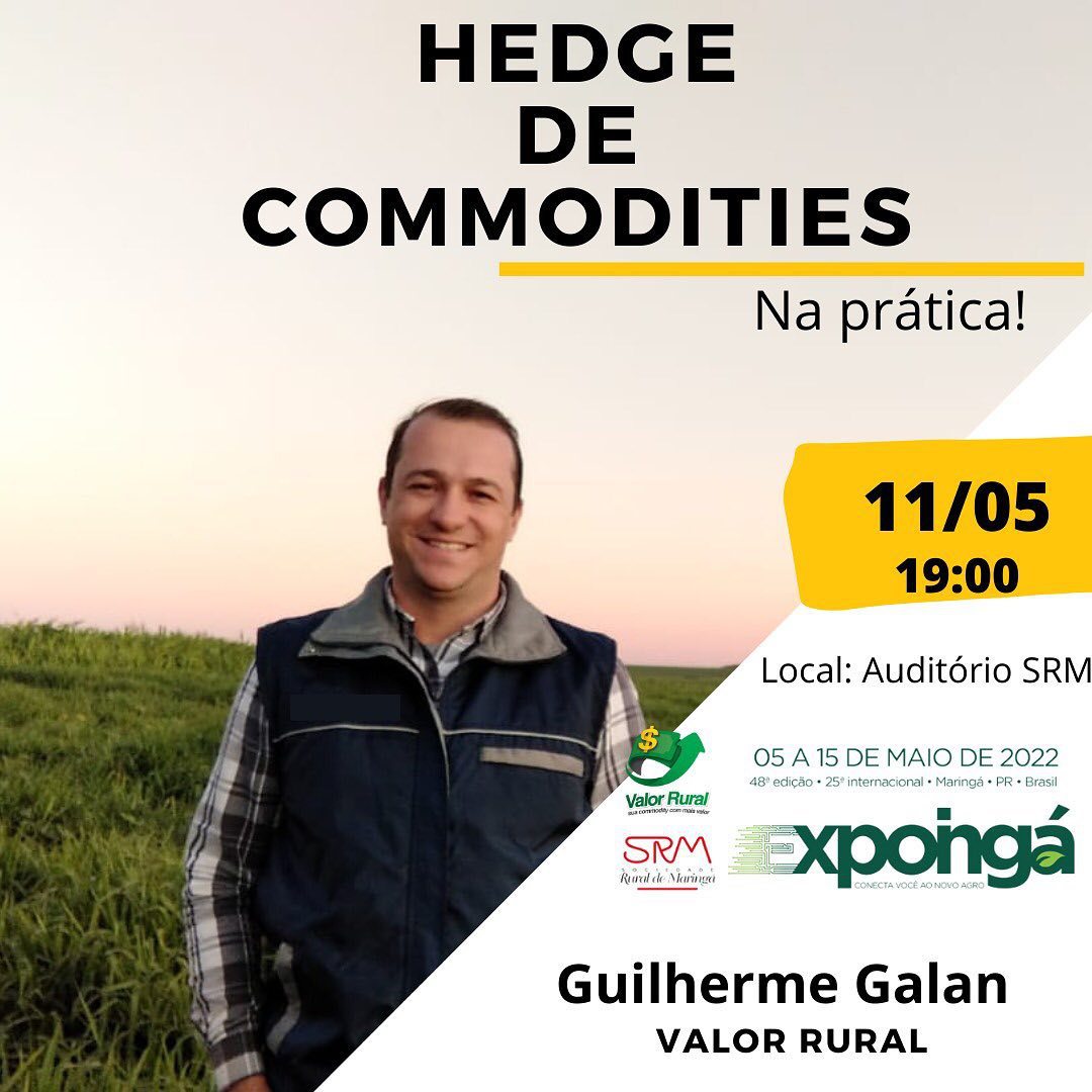 Expoingá terá palestra sobre Hedge de Commodities na Prática nesta quarta-feira (11)