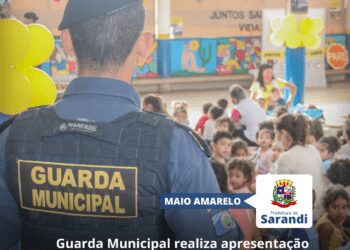 Guarda Municipal realiza apresentação do Maio Amarelo para crianças do CMEI Beatriz Pacheco