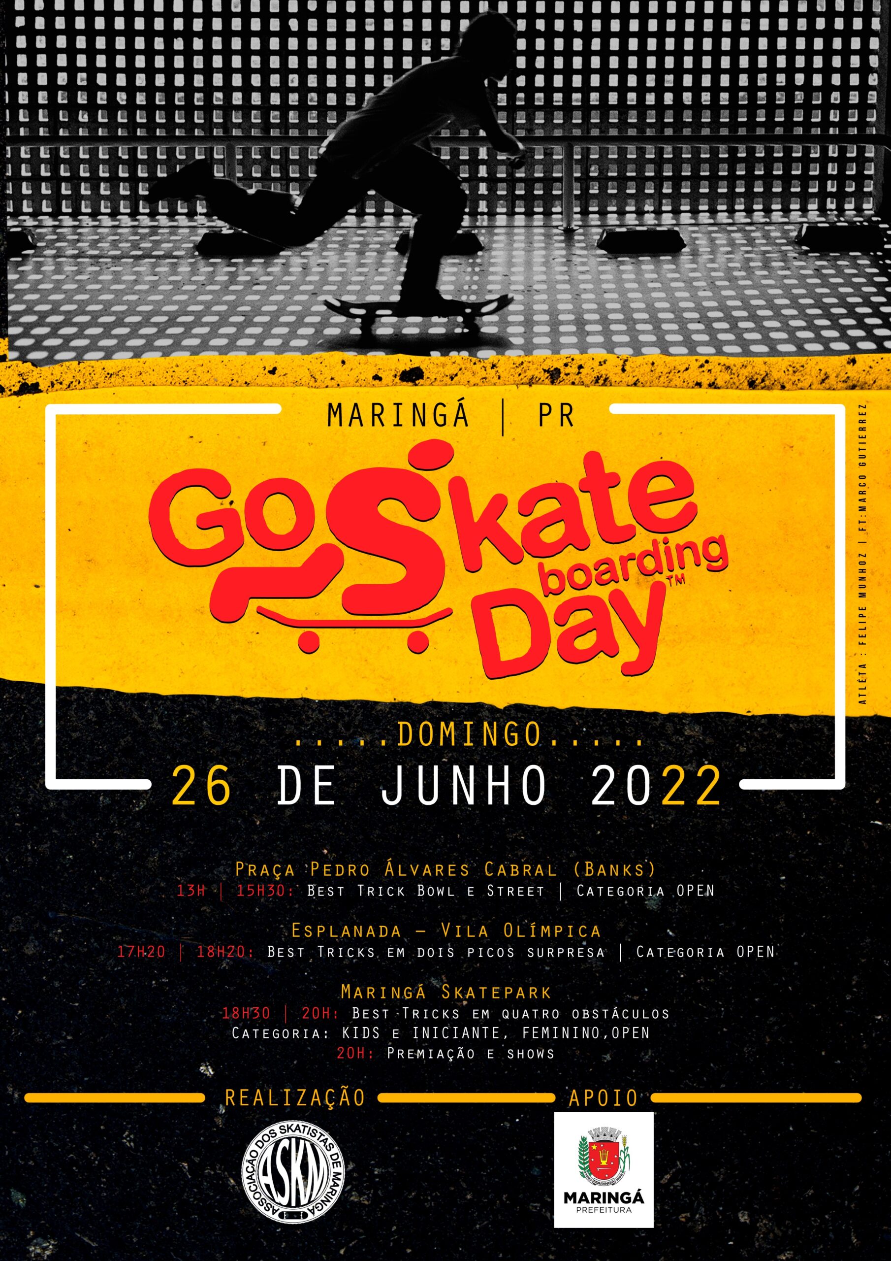 ′Go Skate Day′: Maringá recebe neste domingo(26) o evento de Skate, Confira cronograma