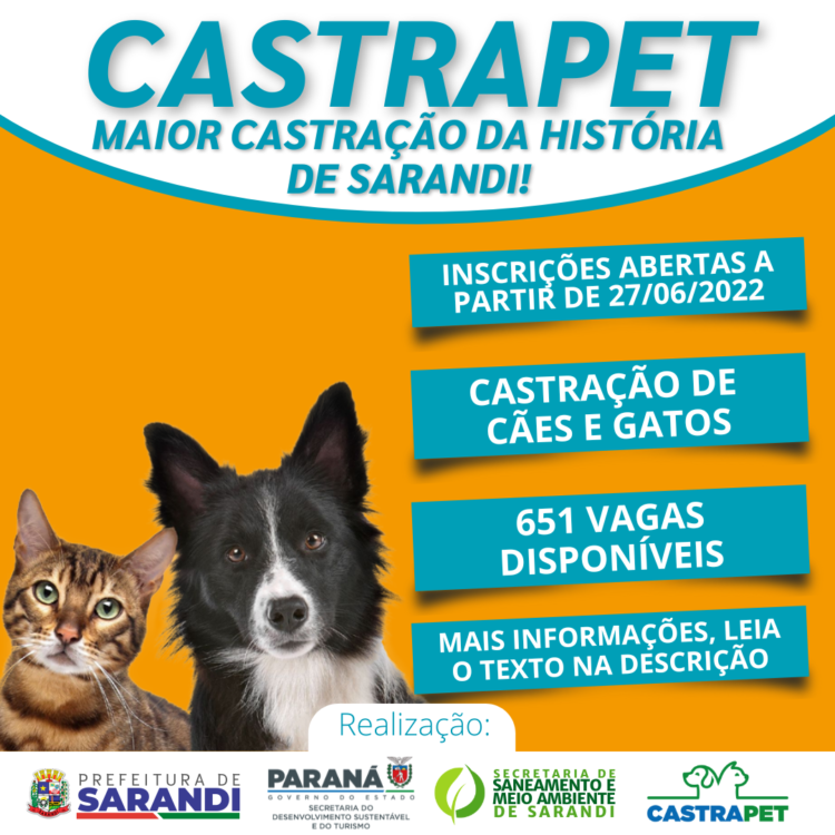 Secretaria de Meio Ambiente divulga mais informações sobre o CastraPet
