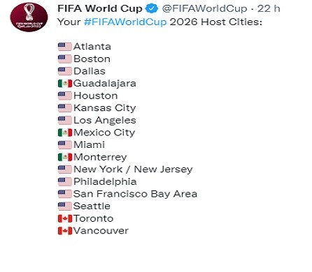 Copa Do Mundo 2026: Cidades-sede anunciadas.