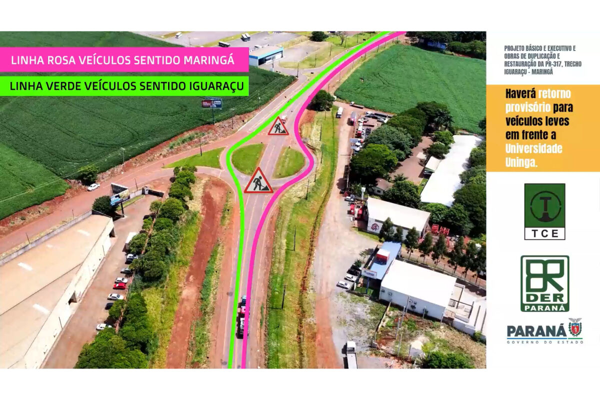 Obras interditam trevo na PR 317 entre Maringá e Iguaraçu