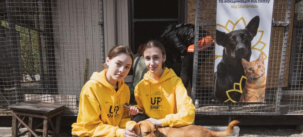 Participantes do programa UPSHIFT se uniram para ajudar animais em Kropyvnytskyi, Ucrânia