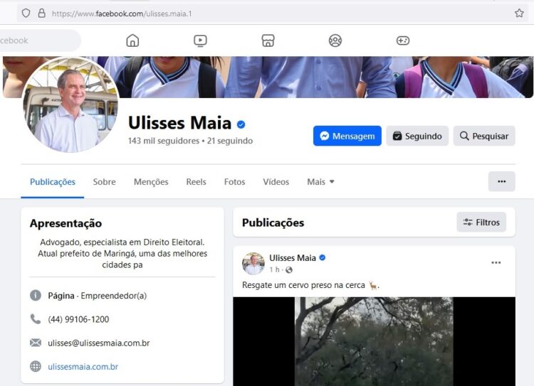 Print da conta hackeada de Ulisses Maia com vídeos aleatórios (Crédito: Reprodução)