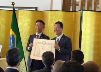 Nishimori recebeu a Condecoração de Primavera do Governo Japonês, com Outorga da Ordem do Sol Nascente Raios de Ouro com Laço - Foto: Assessoria