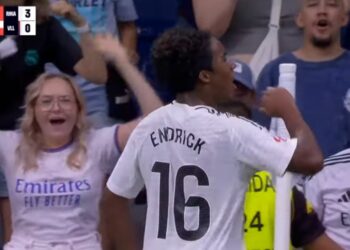 Em estreia oficial com a camisa do Real Endrick faz seu primeiro gol com nove minutos em campo - Foto: Reprodução ESPN