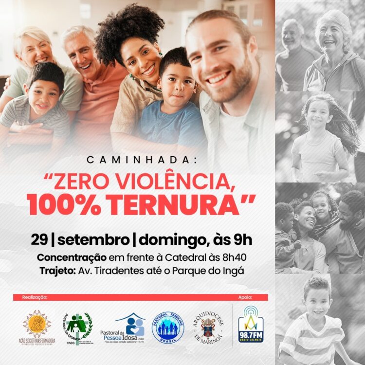 Caminhada "Zero Violência, 100% Ternura" é neste domingo, 29 - Foto: Divulgação