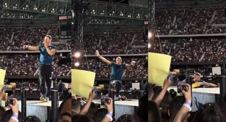 Cantor Chris Martin cai em buraco no palco durante show