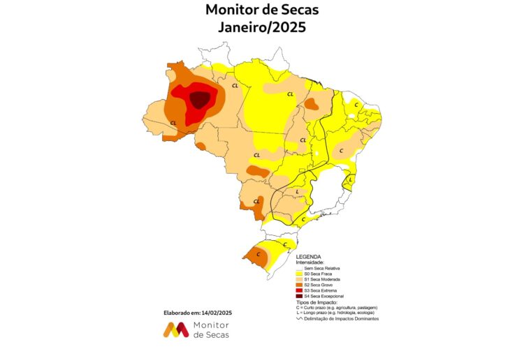 A região Noroeste teve uma diminuição de seca, após o grande volume de chuvas no mês de dezembro - Foto: SIMEPAR