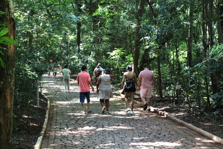 Movimento de famílias neste domingo, 2 março, no interior do Parque do Ingá (Crédito: Cristiano Martinez)