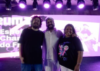 Pedro Marques, Felipe de Moraes (Momo) e Lua Specian, os idealizadores do Ruma Lab (Crédito: Matheus Juvencio)