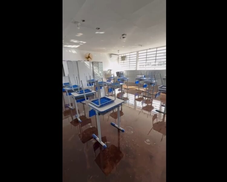Temporal causou estrago em escolas do distrito de São Miguel do Cambuí, em Marialva (Crédito: Prefeitura de Marialva)