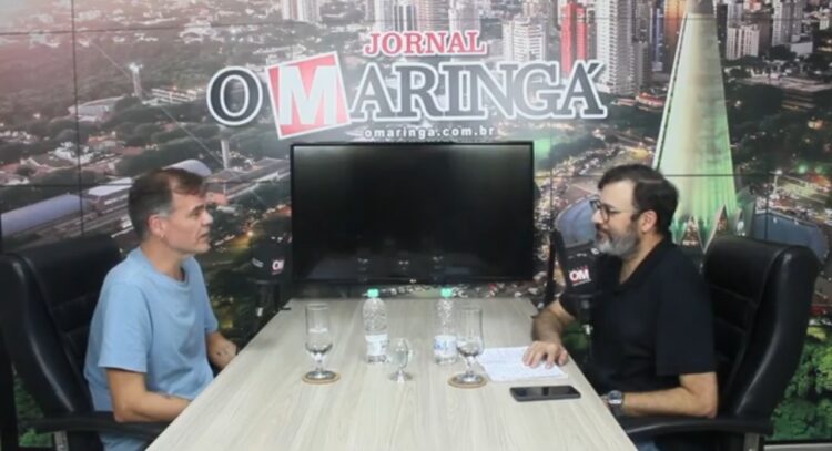 Entrevista com Paulinho Schoffen nos estúdios do jornal (Crédito: Reprodução)
