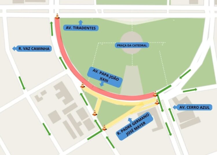 ias do entorno da Praça da Catedral serão interditadas