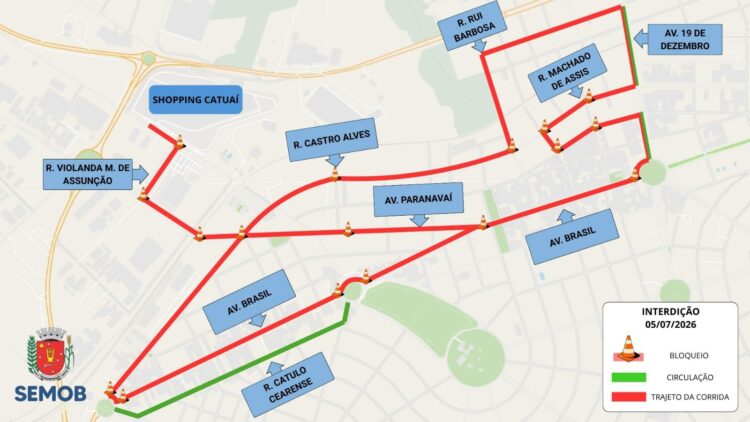 Ruas e avenidas de Maringá serão interditadas para a Corrida Live Run XP