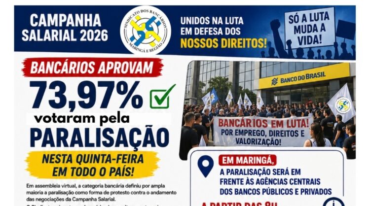 Campanha Salarial: bancários fazem paralisação em todo o Brasil nesta quinta