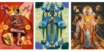 Obras selecionadas para a exposição: The Emperor (O Imperador), Adjustment (Ajustamento)
e The Hierophant (O Hierofante) - Crédito: Reprodução