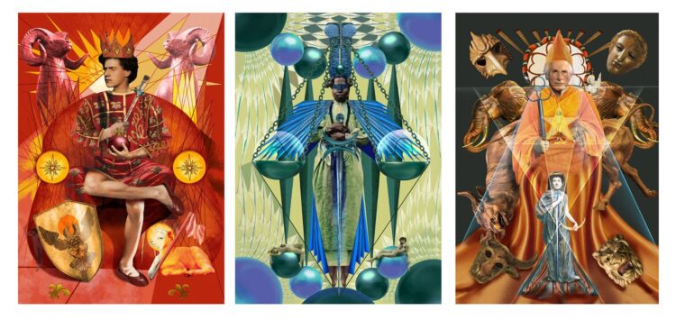Obras selecionadas para a exposição: The Emperor (O Imperador), Adjustment (Ajustamento)
e The Hierophant (O Hierofante) - Crédito: Reprodução
