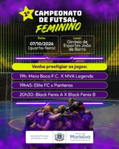 Campeonato Municipal de Futsal Feminino inicia em Marialva nesta quarta-feira (7)