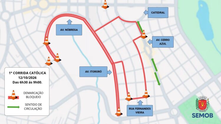 Ruas e avenidas sofrem interdições para a Corrida Católica