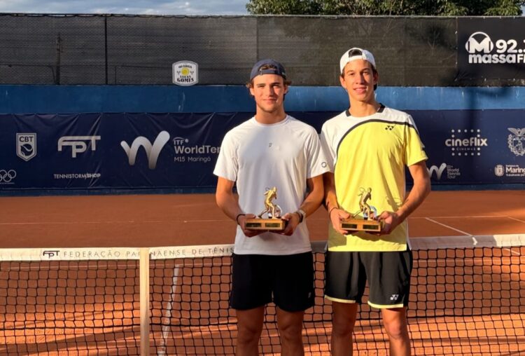 Pedro Henrique Chabalgoity e Francisco Fontes Damorim conquistaram o título da competição de duplas na tarde de sábado   Foto: Divulgação
