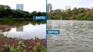 Lago do Parque do Ingá, que estava secando, atinge o nível mais alto em 10 anos